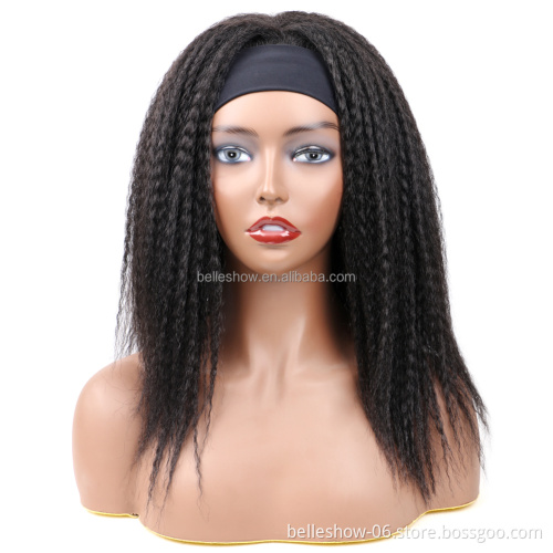Hot sell Ombre Synthetic Wig For Women Medium Part Women Black Natural Female Headband Wigs Ice ribbon wig